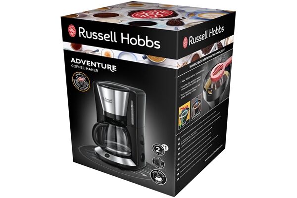 Russell Hobbs Adventure Glas-Kaffeemasc Edelstahl-Schw