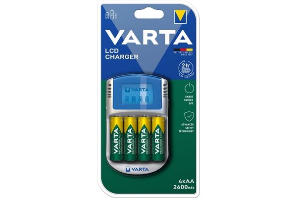 Varta LCD-Charger (4x Mignon 2.600 mAh)+12V&US