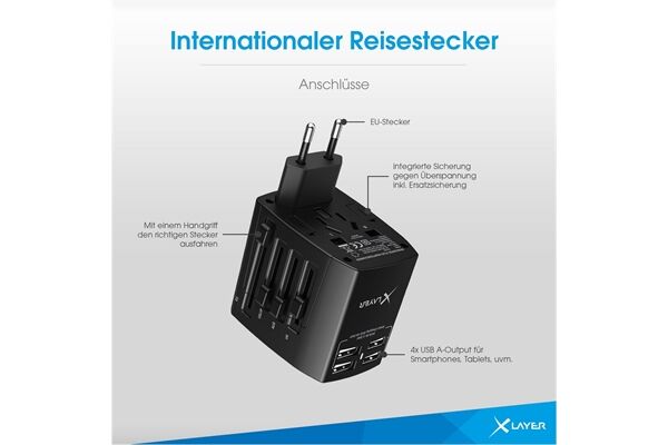 XLAYER Reisestecker (Welt)