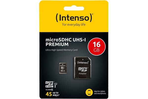 Intenso Micro SD Card 16GB UHS-I inkl. SD Adapte