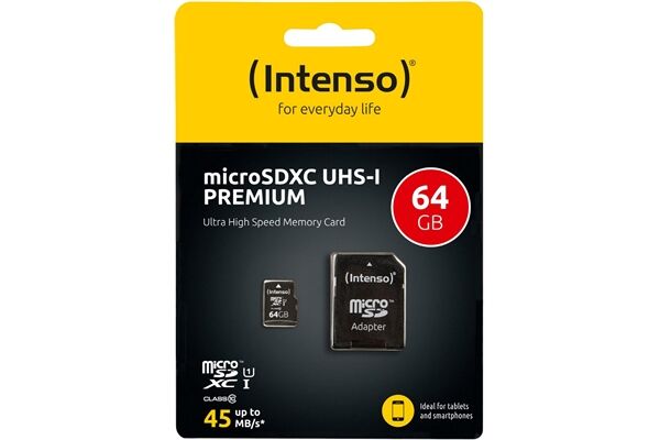 Intenso Micro SD Card 64GB UHS-I inkl. SD Adapte