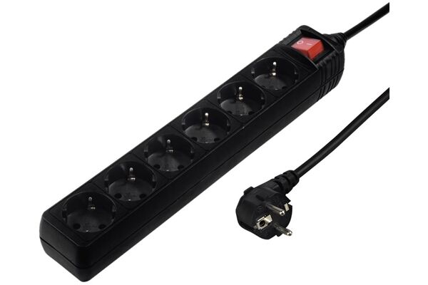 Hama 137266 6F-STECKDO.M.SCHALTER 5M Schwarz