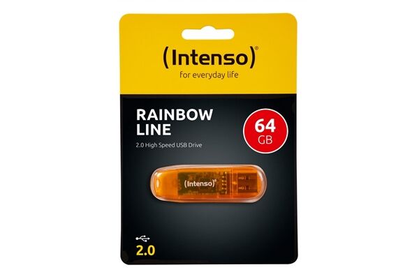 Intenso Rainbow Line 64GB USB Drive 2.0 Orange