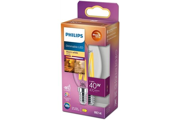 Philips LEDClassic 40W B35 E14 CL WGD90
