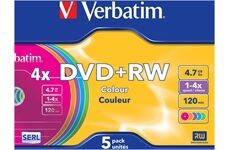 Verbatim DVD+RW 4,7GB 4X 5er SC Colour Ser 5 Stüc