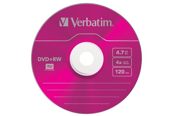 Verbatim DVD+RW 4,7GB 4X 5er SC Colour Ser 5 Stüc