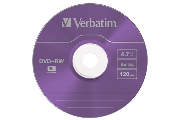 Verbatim DVD+RW 4,7GB 4X 5er SC Colour Ser 5 Stüc