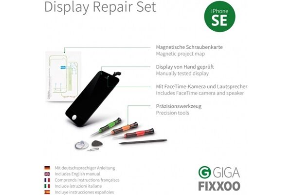 Giga Fixxoo iPhone SE Display schwarz im Komplettset