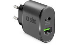 SBS USB/USB Type-C Dual Ladegerät (25W) (schwarz)