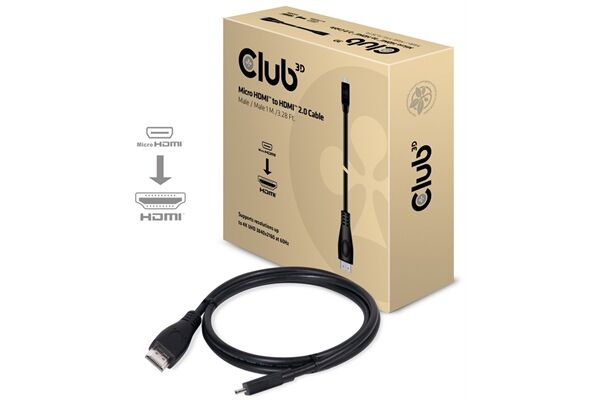 Club3D Micro HDMI > HDMI 2.0 Kabel 4K (1m)