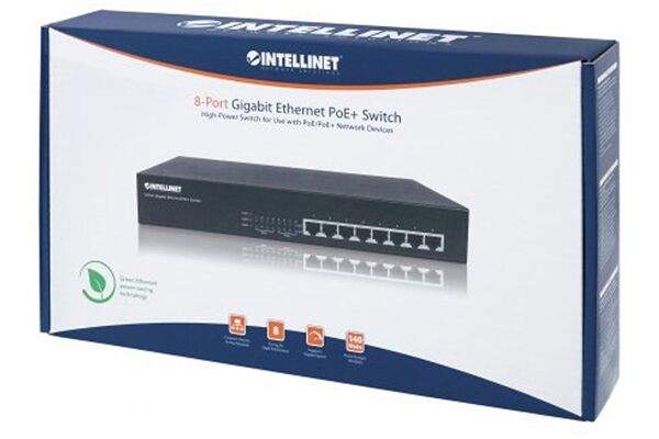 INTELLINET 8-Port Gigabit Ethernet PoE+ Switch - I