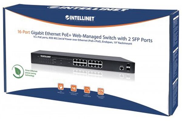 INTELLINET PoE+ Switch 16-Port Gigabit