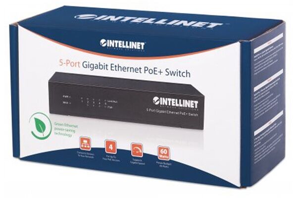 INTELLINET PoE+ Switch 5-Port Gigabit 60W