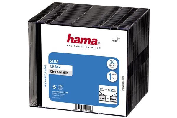 Hama 11432 CD Slim B Transparent-Schwa 20 Stü